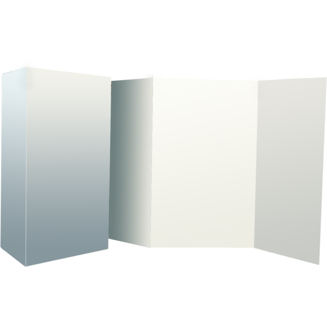 Wandscherm Blanco karton drieluik totaal 290 cm breed en 180 cm hoog, 3 stuks