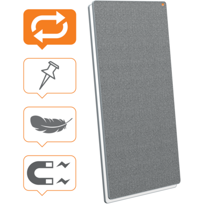 Whiteboard/memobord Nobo Move&Meet afneembaar en draagbaar 180x90cm grijs frame
