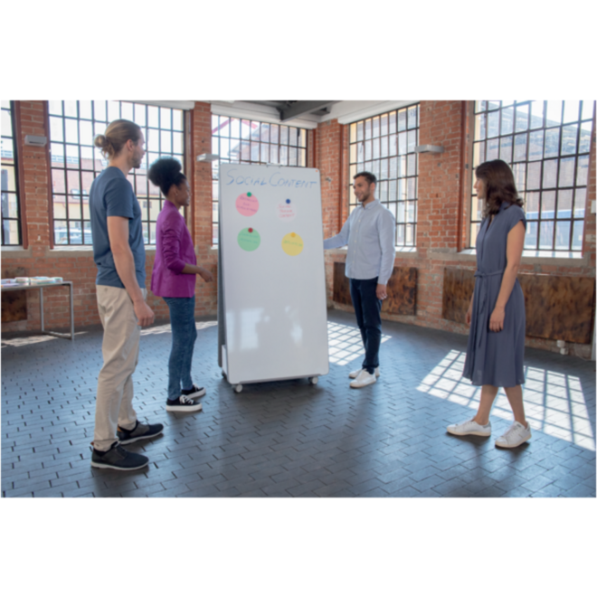 Whiteboard/memobord Nobo Move&Meet afneembaar en draagbaar 180x90cm grijs frame