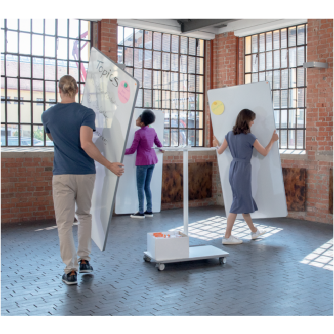 Whiteboard Nobo Move&Meet basis set afneembaar en draagbaar whiteboard/memobord grijs