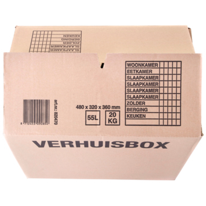 Verhuisdoos IEZZY | 480x320x360 mm | bruin | 25 stuks