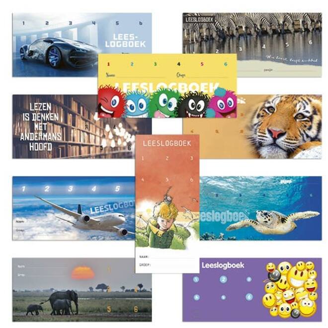 Leeslogboeken 3390 klassenpakket 10 motieven, 50 kaarten