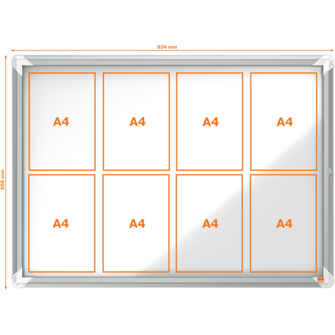 Binnenvitrine Nobo draaideur met slot 8 x A4