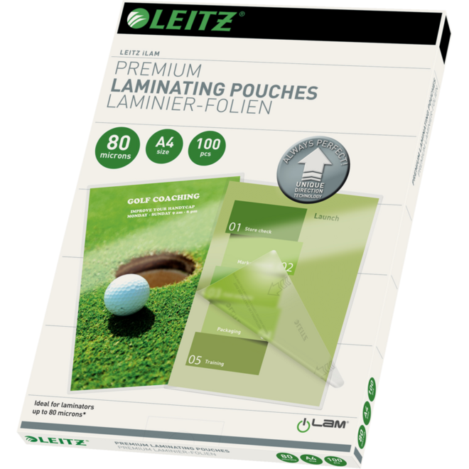 Lamineerhoes/plastificeerhoes Leitz iLam, A4, 80 micron,100 stuks