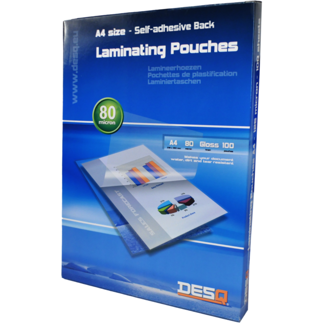 Lamineerhoes zelfklevende rug A4 80 micron glanzend 100 stuks