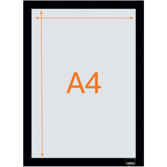 Posterframe Nobo Zelfklevende magnetische kader A4 zwart, set 2 stuks