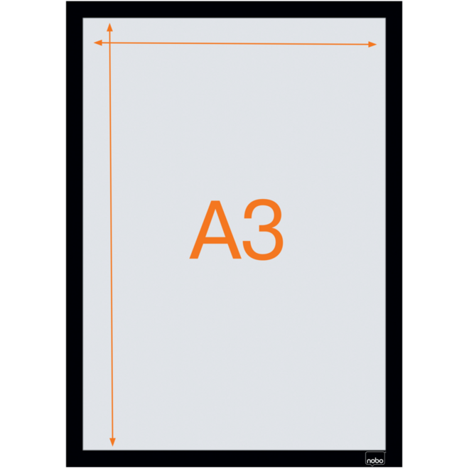 Posterframe Nobo Zelfklevende magnetische kader A3 zwart, set 2 stuks