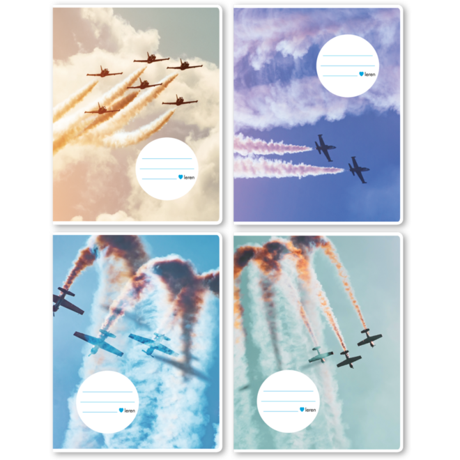 Projectschriften 24 lijnen/blanco, stunt vliegtuigen, 16,5 x 21 cm, 80 gr (25 stuks)