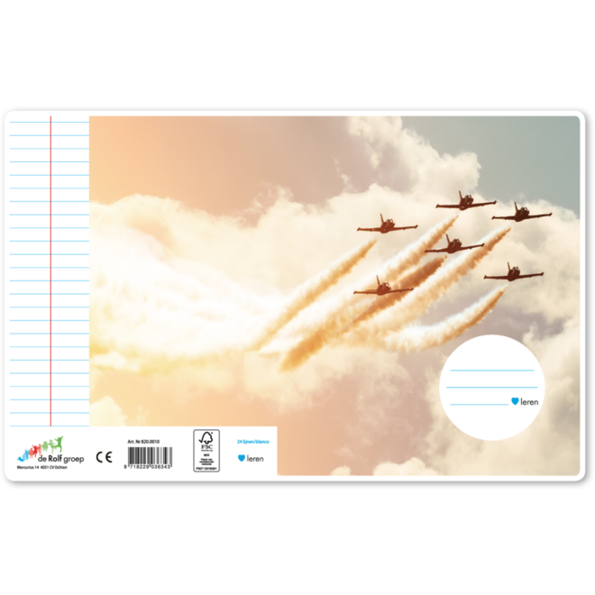 Projectschriften 24 lijnen/blanco, stunt vliegtuigen, 16,5 x 21 cm, 80 gr (25 stuks)