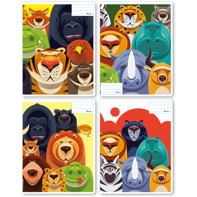 Schriften midicahiers 7,5-5-7,5, wilde dieren, 13,8 x 18 cm, 80 gr (25 stuks)