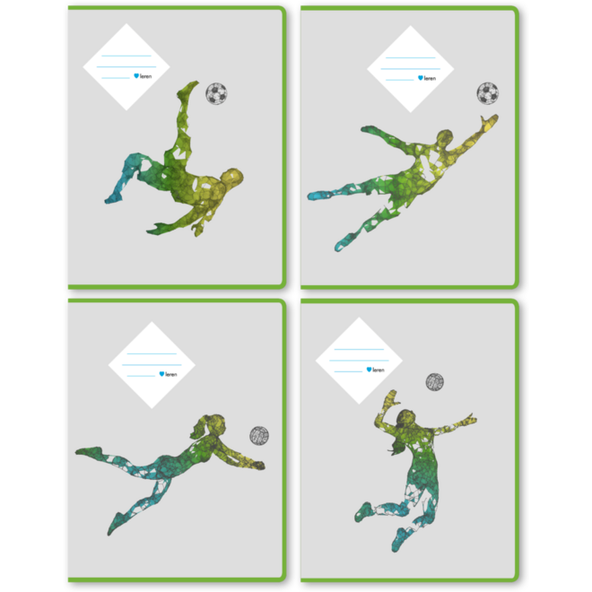 Schriften 24 lijnen, voetbal/volleybal, 16,5 x 21 cm, 80 gr