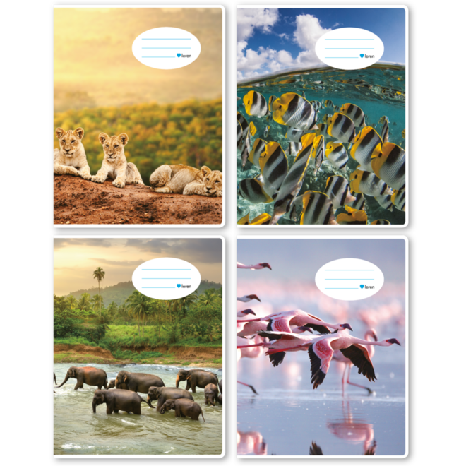 Schriften 24 lijnen, dieren in het wild, 16,5 x 21 cm, 80 gr