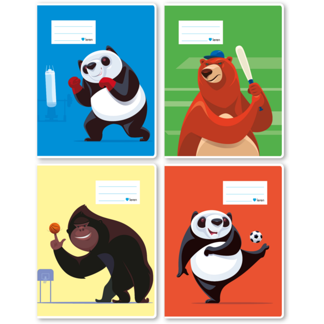 Schriften 6-3, sportende dieren, 16,5 x 21 cm, 80 gr (25 stuks)