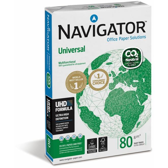 Kopieerpapier A4 Navigator Premium CO2 Compensated  500 vel, 80 grs.