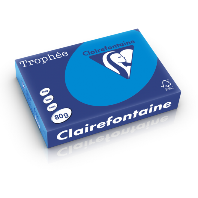 Kopieerpapier A4 diepblauw/cariben FSC houtvrij 500 vel, 80 grs.
