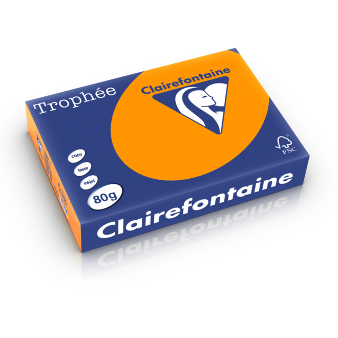 Kopieerpapier A4  feloranje FSC houtvrij 500 vel, 80 grs.