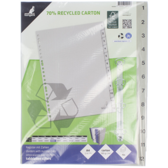 Tabbladen ECO A4 cijfers 23-rings 12-delig