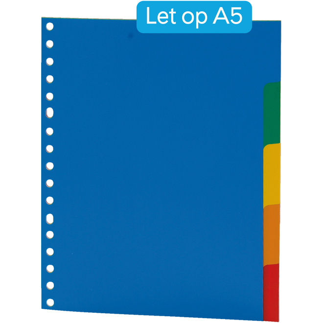 Tabbladen A5 17-rings kunststof 5-delig