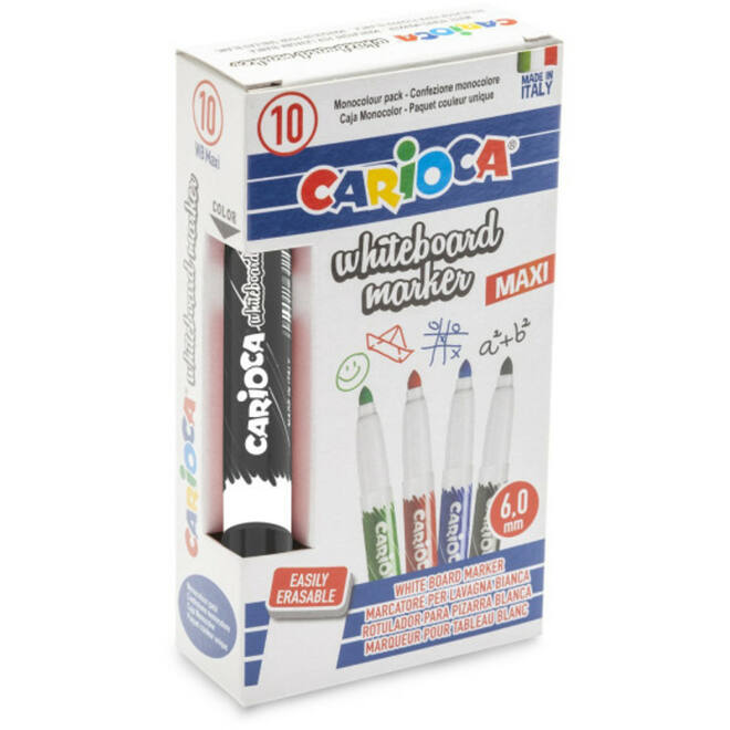 Whiteboardstiften Carioca Clip maxi zwart, 10 stuks