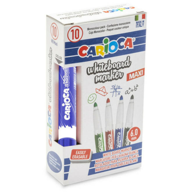 Whiteboardstiften Carioca Clip maxi blauw, 10 stuks