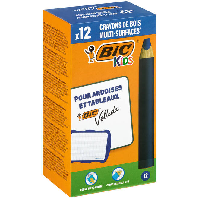 Whiteboard potloden BIC Multi surface blauw, 12 stuks