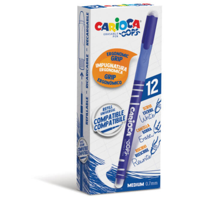 Rollerpen OOPS ergo-grip blauw, 12 stuks