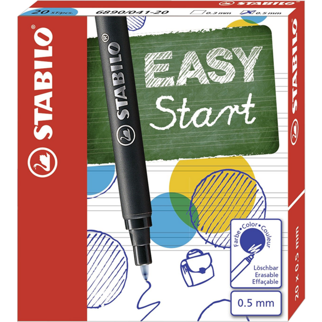 Rollerpen vulling STABILO EASYoriginal 0.5 mm blauw, 20 stuks