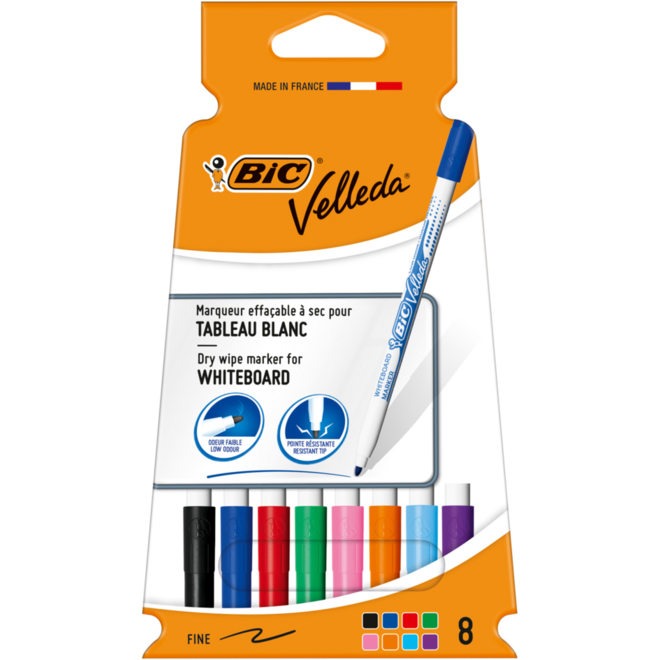 Whiteboardstiften BIC Velleda 1721 fine assorti, 8 stuks