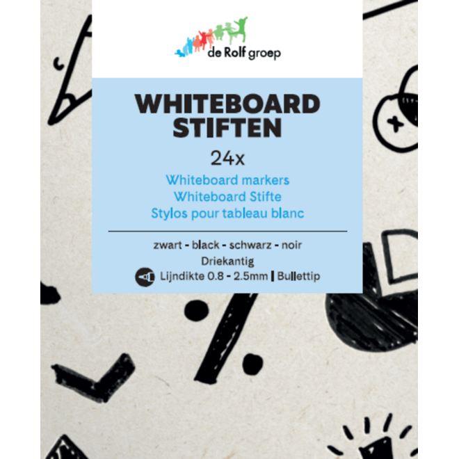 Whiteboardmarkers | de Rolf groep | 2 mm driekantig zwart, 24 stuks