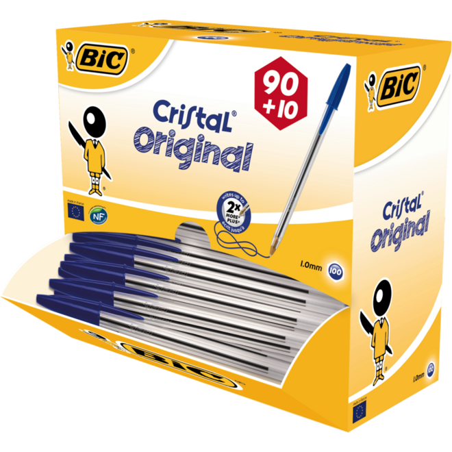 Balpen BIC Cristal blauw Voordeelpak 90 + 10 gratis