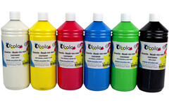 Plakkaatverf budget assorti primaire kleuren 1000 ml, 6 stuks