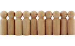 Houten poppetjes 7 cm, 10 stuks