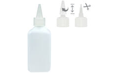 Lijmflacon 250 ml vierkant met dop transparant, leeg