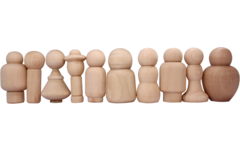 Houten poppetjes familie 7 cm, 10 stuks