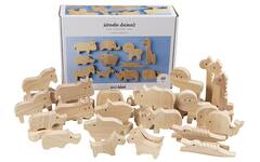Houten dieren boerderij en safari 3-14,5 cm dikte 2 cm, 44 stuks