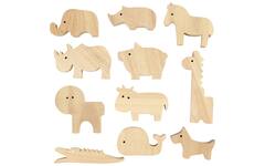 Houten dieren boerderij en safari 3-14,5 cm dikte 2 cm, 44 stuks