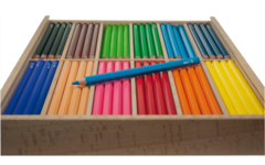 Kleurpotloden edu³ Jumbo 9,6 mm assorti, 144 stuks in houten kist