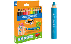 Kleurpotloden BIC Multi surface 3-in-1 assorti, 10 stuks incl. slijper