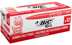 Viltstiften BIC kids visacolor XL Ecolutions rood, 12 stuks