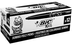 Viltstiften BIC kids visacolor XL Ecolutions zwart, 12 stuks