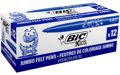 Viltstiften BIC kids visacolor XL Ecolutions blauw, 12 stuks