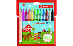 Viltstift STABILO Trio Jumbo set 12 kleuren