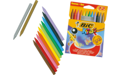 Kleurkrijt BIC Plastidecor assorti, 12 stuks