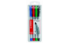 Overheadschrijver STABILO uitwisbaar ass. 4 stuks