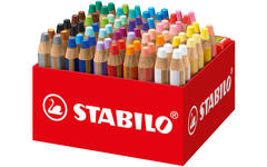 Waskrijt aquarel STABILO Woody 3-in-1 assorti classpack, 76 stuks incl. slijpers