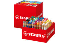 Waskrijt aquarel STABILO Woody 3-in-1 assorti classpack, 76 stuks incl. slijpers