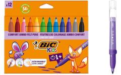 Viltstiften BIC kids comfort jumbo assorti, 12 stuks