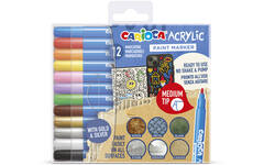 Acrylstiften Carioca assorti medium punt, 12 stuks