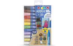 Acrylstiften Carioca  assorti maxi punt, 12 stuks