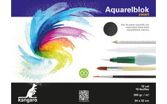 Aquarelpapier 24 x 32 cm zwart 300 gram, 16 vel